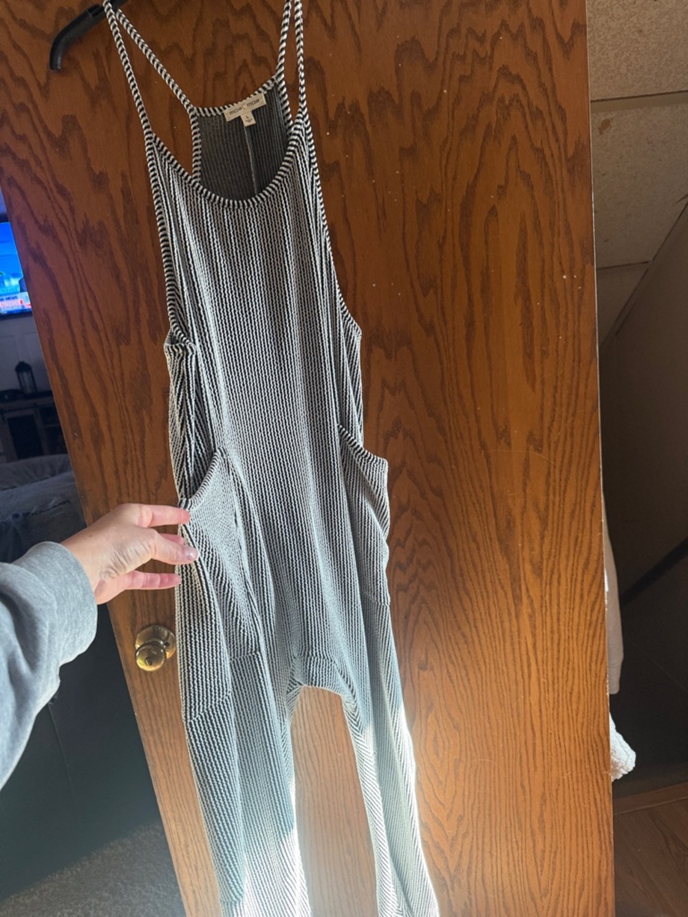 Moa Moa Black and White Striped Tank Jumpsuit